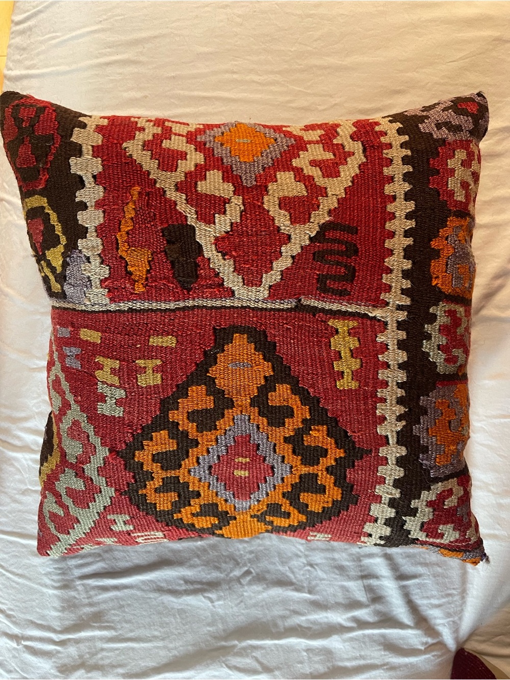 Handwoven Red Kilim Decorative Pillow Cover - Brand Unbranded